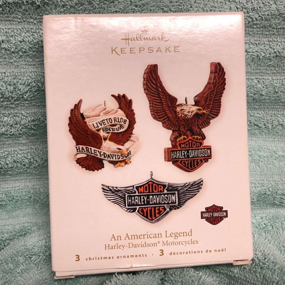 Hallmark Keepsake   An American Legend 2008, 3-Harley Ornaments.